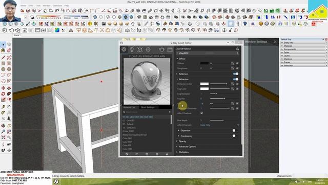 Học Vray 3.6 for SketchUp 2018_Bài 19: Vật liệu kính mờ hoa văn смотреть онлайн
