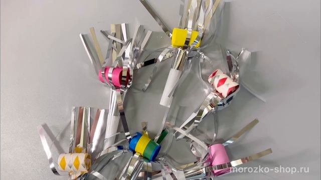 Набор карнавальных ЯЗЫЧКОВ с мишурой, в наборе 6 шт.  Е0313