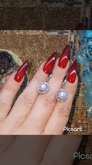 ПРОДАНО. Чудесные серьги с подвесками. Серебро 925. Натуральный жемчуг. Хрусталь. Люкс!🔥 смотреть онлайн