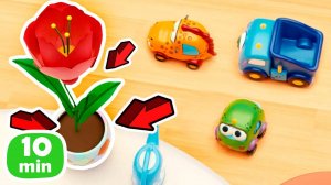Видео для детей про машинки Мокас. Машинки Мокас и цветок в вазе. Мультики для малышей