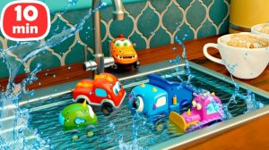 Машинки Мокас моют посуду и гоняют в дождь! Мультики про машинки для малышей