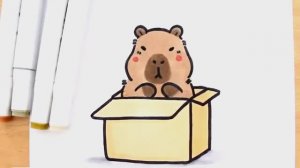 Как нарисовать Капибару на картонной коробке