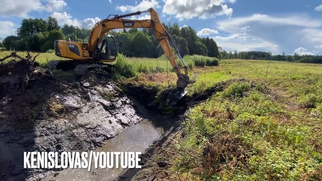 Breaking Beaver Dam with Excavator And Cleaning Canal. смотреть онлайн