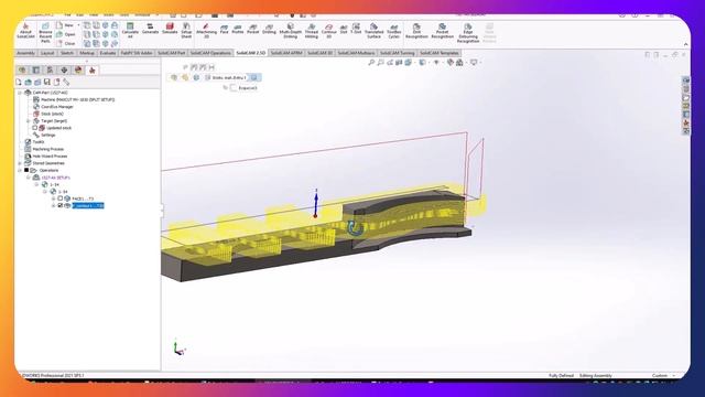 SolidCAM - Semi opened contours for feed mill stock removal смотреть онлайн