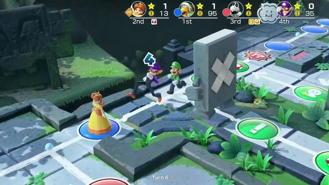Super Mario Party - Mario Party - #66: Whomp's Domino Ruins - Hammer Bro, Dry Bones, Daisy, Waluigi
