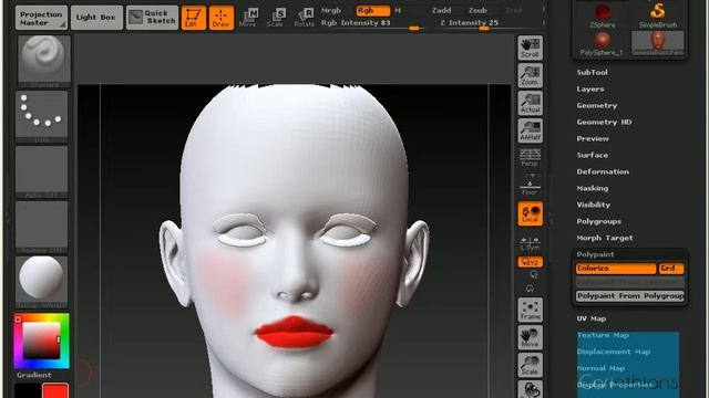 Polypainting Genesis in Zbrush 3.5r3 смотреть онлайн