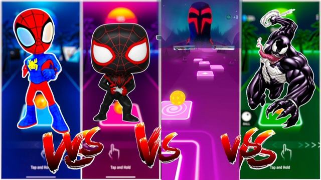 🔵Miles Morales🟡Spidey🔴Black Panther🟢Hulk🔮🎵TILES HOP смотреть онлайн