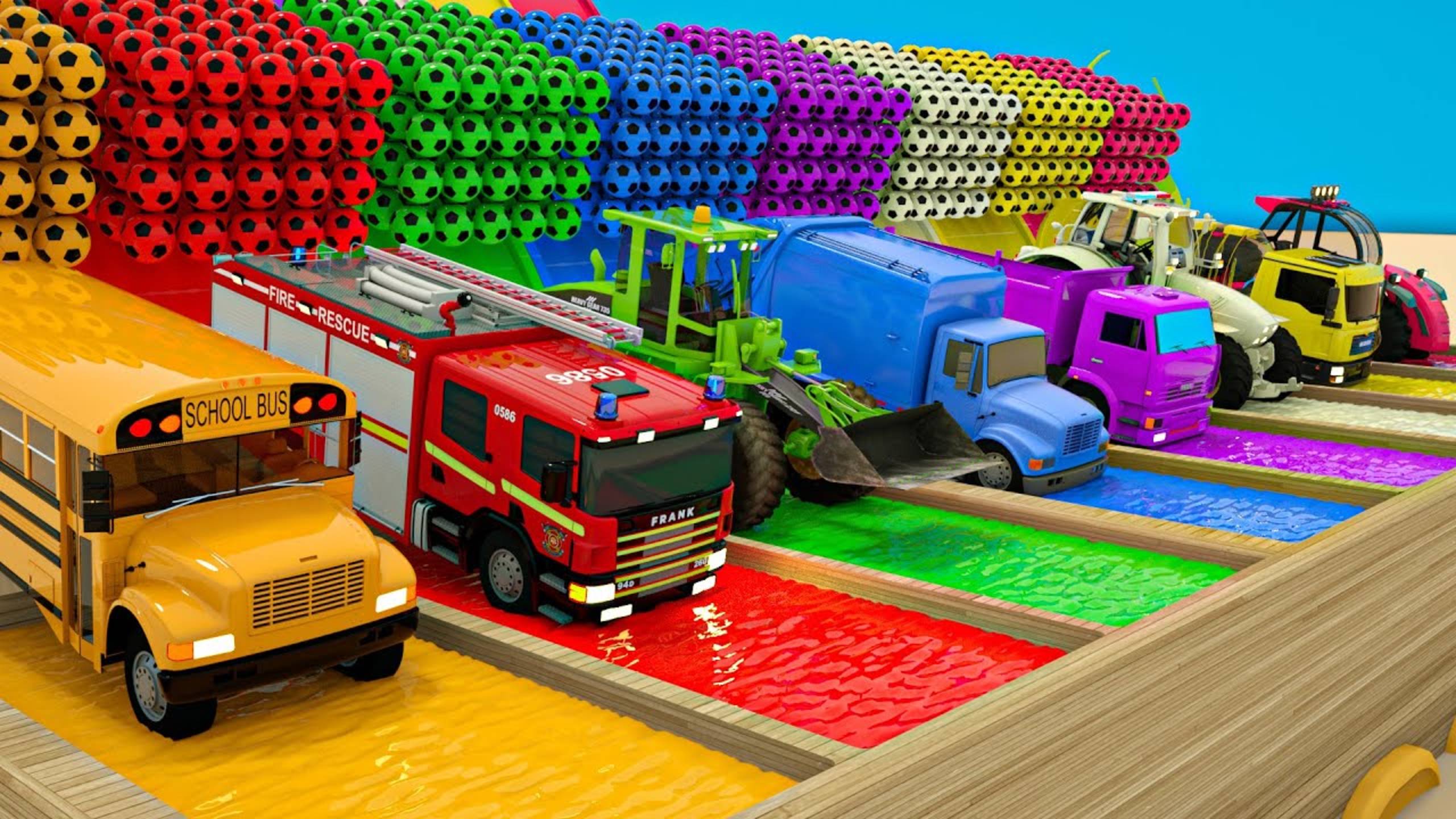 Автомобили прыгают в бассейн - Детские песенки смотреть онлайн