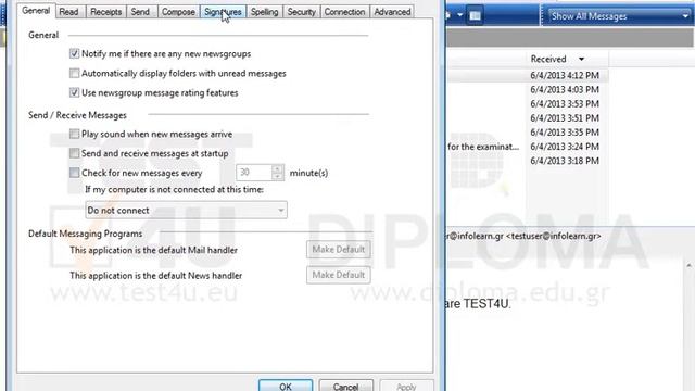 Configure Windows Mail to add signature in all outcoming messages. The signature must also be... смотреть онлайн