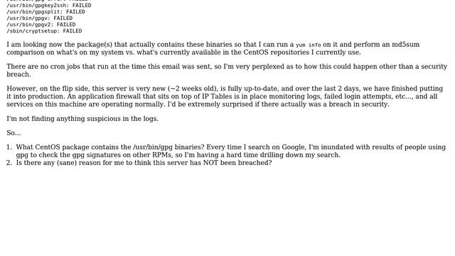 DevOps & SysAdmins: /usr/bin/gpg md5sum fails; CentOS gpg Package? смотреть онлайн