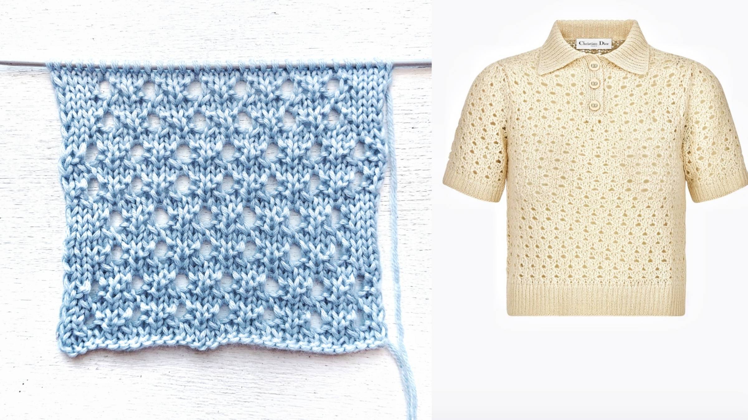 Ажурный узор рубашки поло от Диор / Лёгкий узор спицами смотреть онлайн