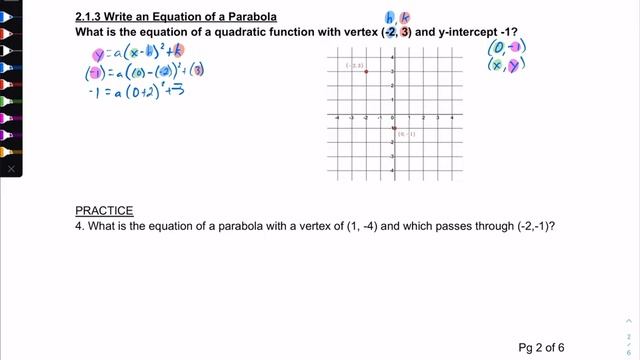 2.1.3 Write an Equation of a Parabola смотреть онлайн