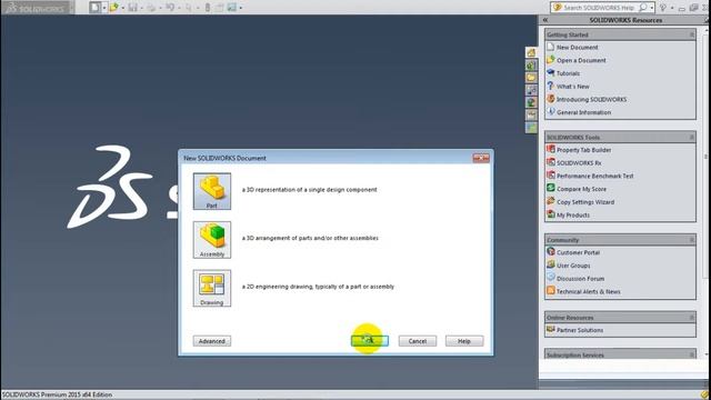 1 SolidWorks 2015 Tutorial 1 Interface, Add ins, New Part, Options смотреть онлайн