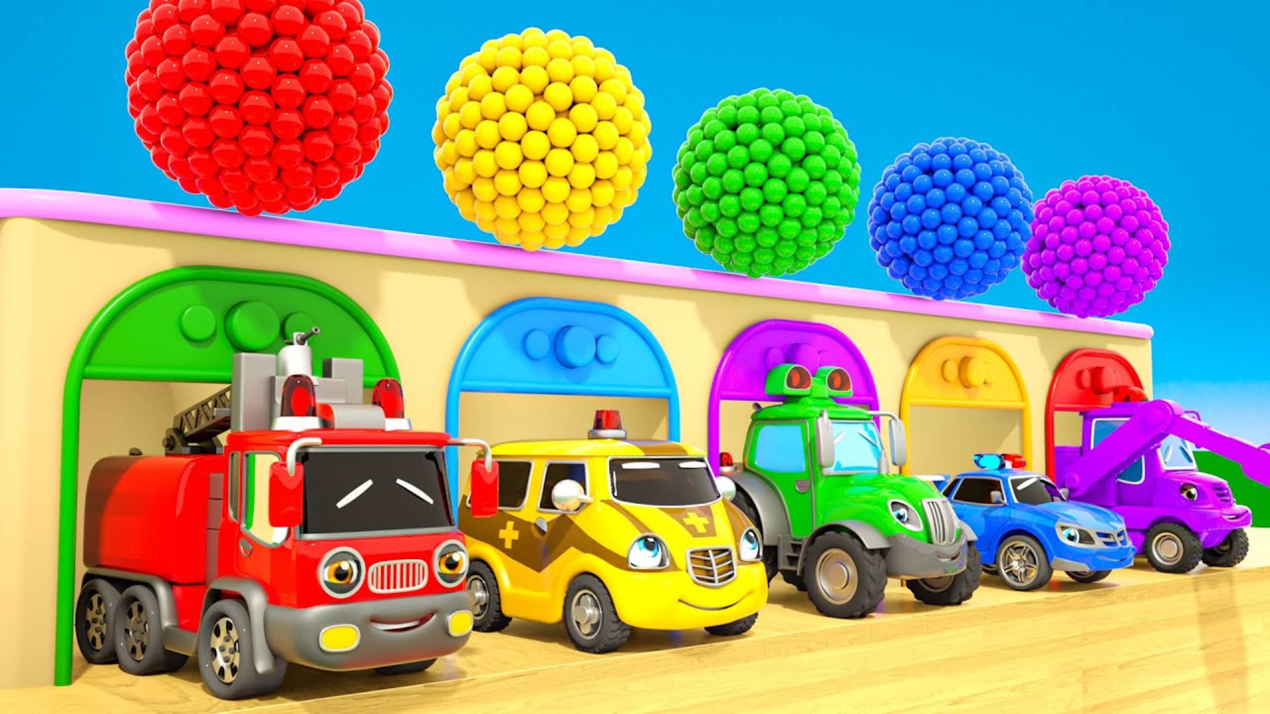 Детские машинки и разноцветные шарики - Детские песенки смотреть онлайн