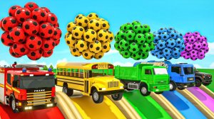 Мультяшный школьный автобус, пожарная машина, КАМАЗ, водовоз Песенки для детей