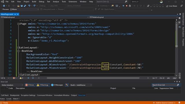 Xamarin C# / RelativeLayout смотреть онлайн