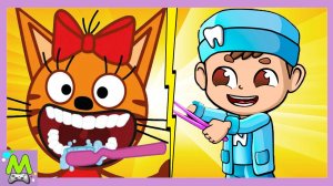 Три Кота против Влада и Никиты.Кто Лучший Зубной Врач.Лечим Друзей-Пациентов.Мультик Игра