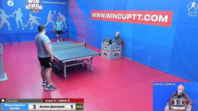 Максименко Артём 1-3 Асеев Дмитрий Турнир Восток 7 WINCUP 09.11.2021 Прямой эфир. Зал 6 смотреть онлайн