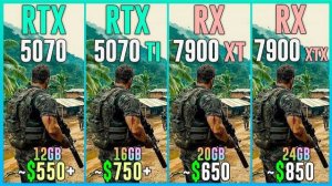 RTX 5070 vs RTX 5070 TI vs RX 7900 XT vs RX 7900 XTX - Test in 25 Games