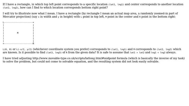 GIS: Given a top left location and center location find bottom right location смотреть онлайн