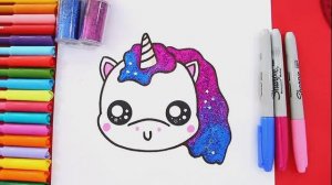 Как нарисовать милого единорога с помощью блесток