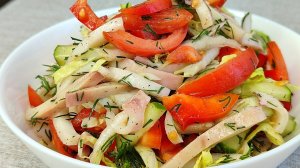 Постный овощной салат с кальмарами. Идеальный ужин для худеющих.