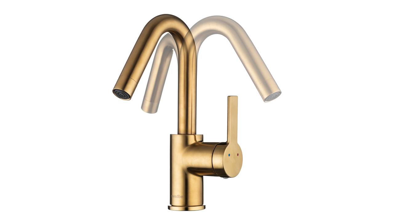 Распаковка золотого смесителя для раковины Swedbe Select 2712GO смотреть онлайн
