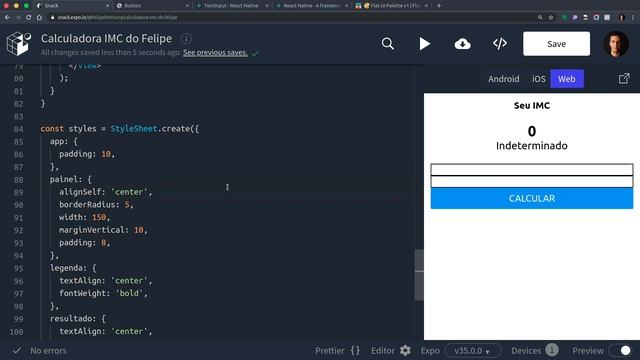 React Native - Calculadora IMC - 0208 - Ajustando os estilos смотреть онлайн