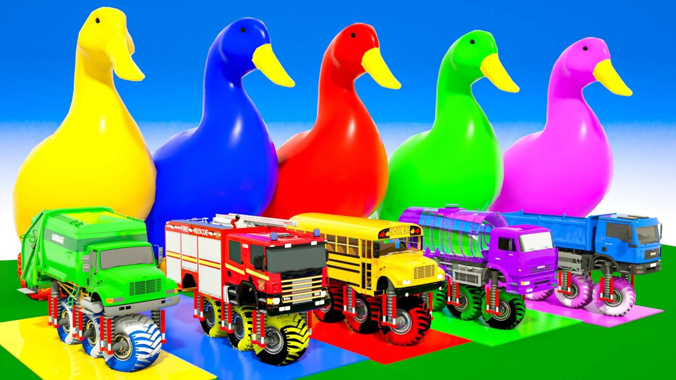 Школьный Автобус, Пожарная Машина, Камаз, Песня Акулёнка Детские песенки смотреть онлайн