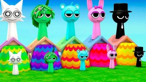 Спрунки испытания, кто быстрее  забавная игра с длинными горками для 3d-животных