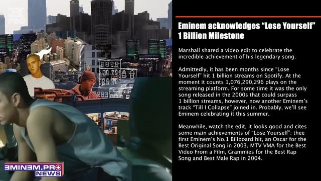 Eminem acknowledges “Lose Yourself” 1 Billion Milestone смотреть онлайн
