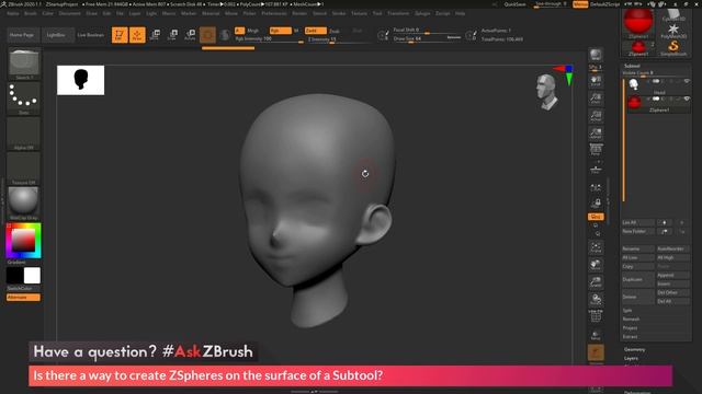 #AskZBrush: “Is there a way to create ZSpheres on the surface of a Subtool?” смотреть онлайн