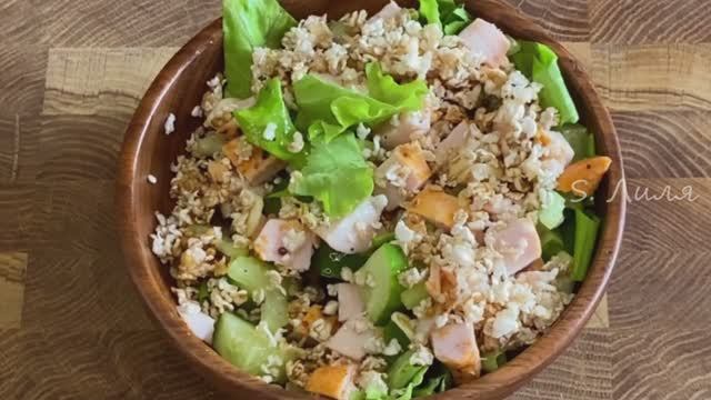 Салат с попкорном из гречки. Легкий хрустящий вкус. смотреть онлайн