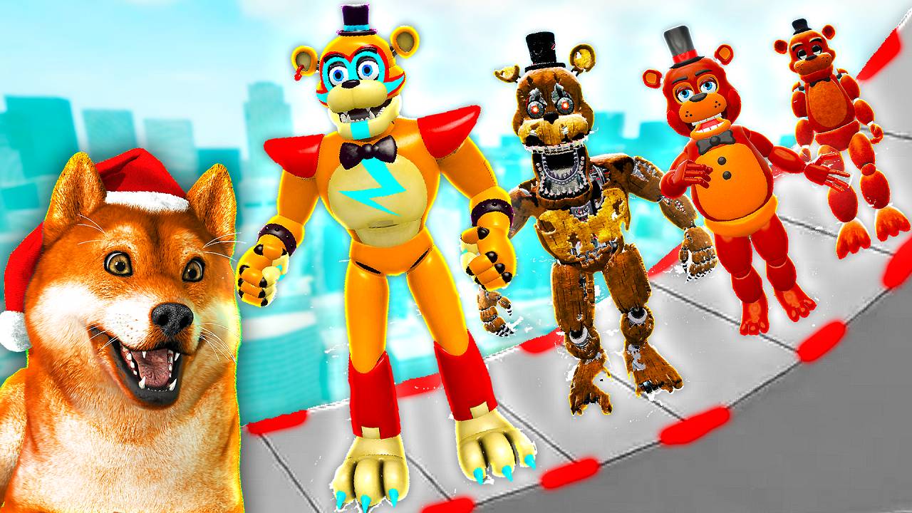 Как далеко все Фредди аниматроники смогут забраться по ступенькам лестницы в Гаррис мод! Garrys Mod смотреть онлайн