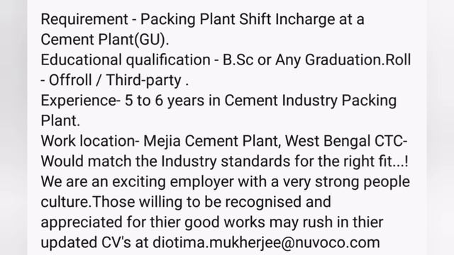 Various Cement Plant Jobs For mechanical, Electrical, Civil engineering, B. SC, M. Sc, MBA HR смотреть онлайн