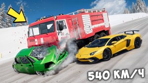 ЛЕДЯНОЙ СПУСК С ГОРЫ БЕЗ ТОРМОЗОВ НА МАКСИМАЛЬНОЙ СКОРОСТИ В BEAM NG DRIVE