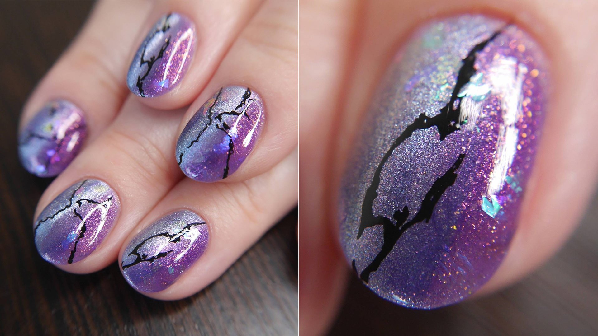 Маникюр градиент кошачий глаз (обычный лак)