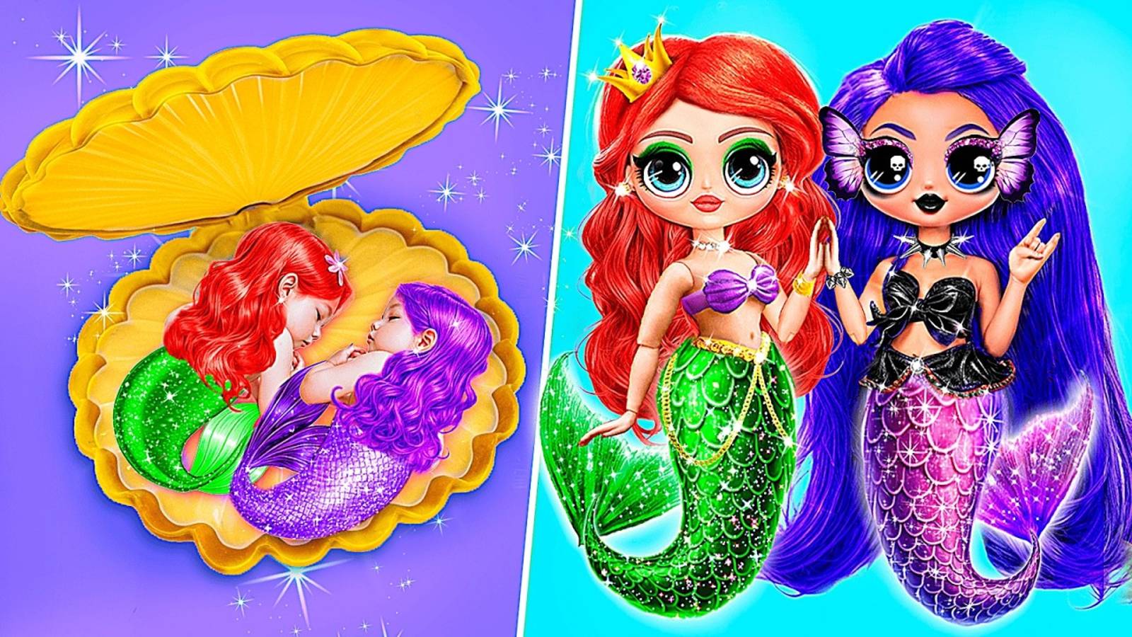 Милая и Брутальная сёстры - русалки растут! Поделки для кукол ЛОЛ смотреть онлайн