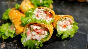 Конусы из лаваша с начинкой. Рецепт закуски из лаваша. Праздничная закуска.