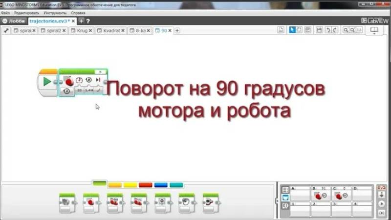 Поворот на 90 градусов мотора и робота. Программирование LEGO EV3