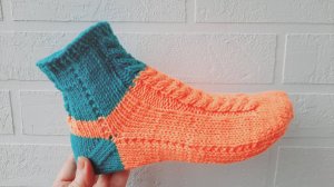 Носки с интересной  RETRO пяткой. / Подробный МК./