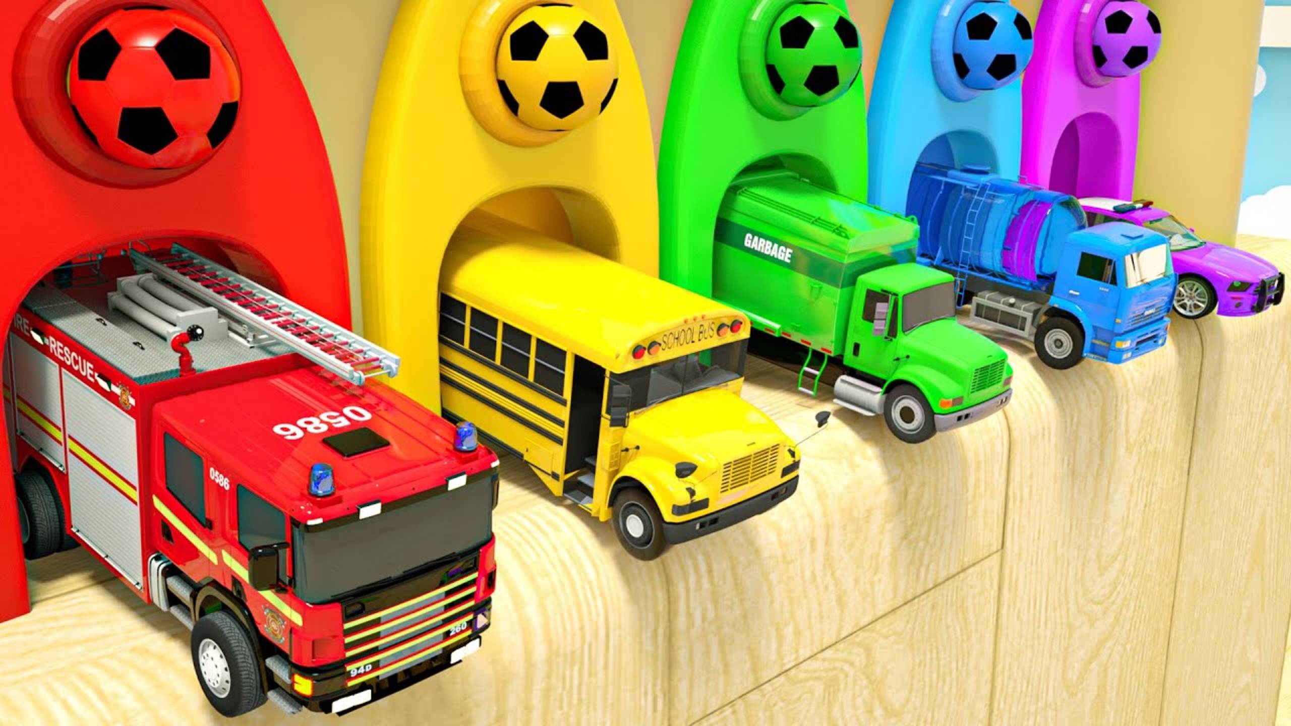 Прыгающие машинки с футбольными мячами Детские песенки смотреть онлайн