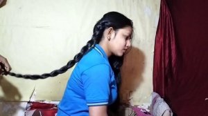 School girl Longhair braid hard pulling ||  braid pulling || #hairstyle #hairplay #longhair