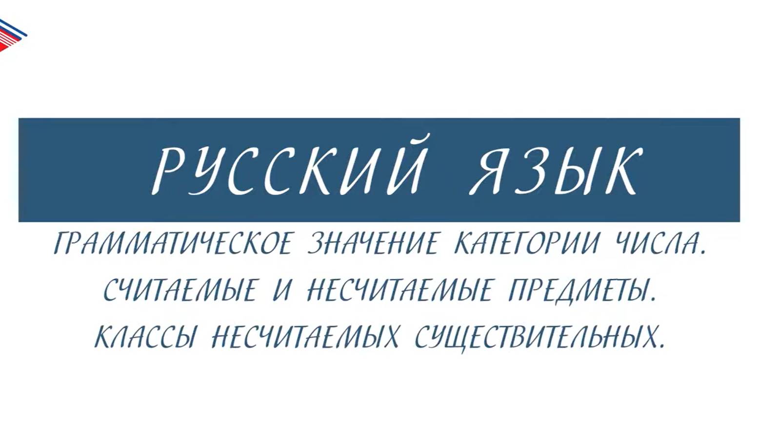 6 класс - Русский язык - Грамматическое значение категории числа. Считаемые и несчитаемые предметы смотреть онлайн