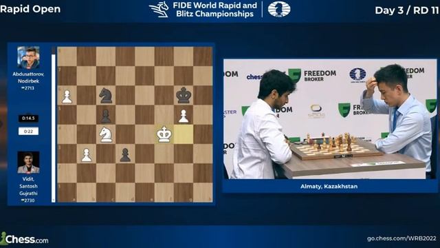 Santosh Vidit VS Nodirbek Abdusattorov 1-0 2022 fide world rapid chess championship ROUND 11 смотреть онлайн