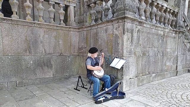 Porto - A Busker At Sé Catedral