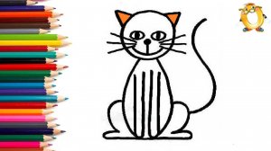 Мультик - раскраска для детей КОТ. Учимся как рисовать КОТЕНКА // ОБУЧАШКА ТВ