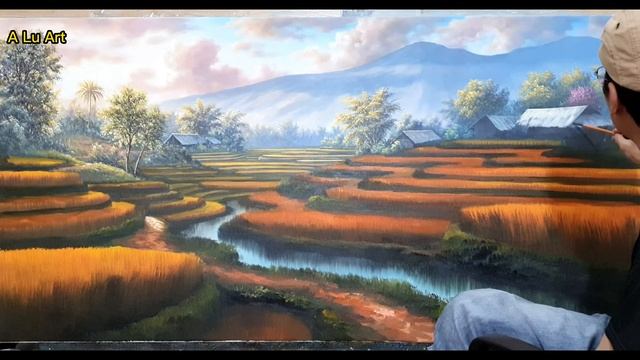 Cách vẽ tranh phong cảnh miền núi đẹp / Phong cảnh ruộng bậc thang vùng cao / A Lu Art смотреть онлайн