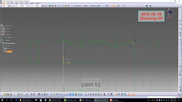 [GSD] CATIA V5. Surface Practice Drawings 2019. 03. 25 (Drawing-01) смотреть онлайн