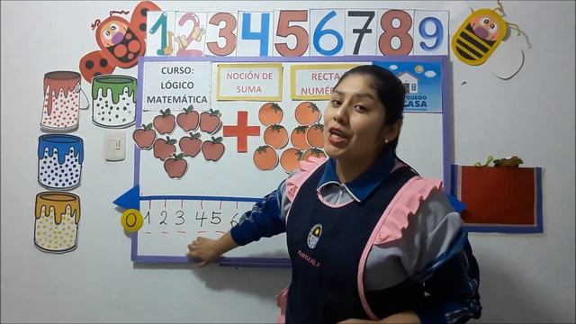 NOCIÓN DE SUMA - RECTA NUMÉRICA, para niños de 5 años. смотреть онлайн